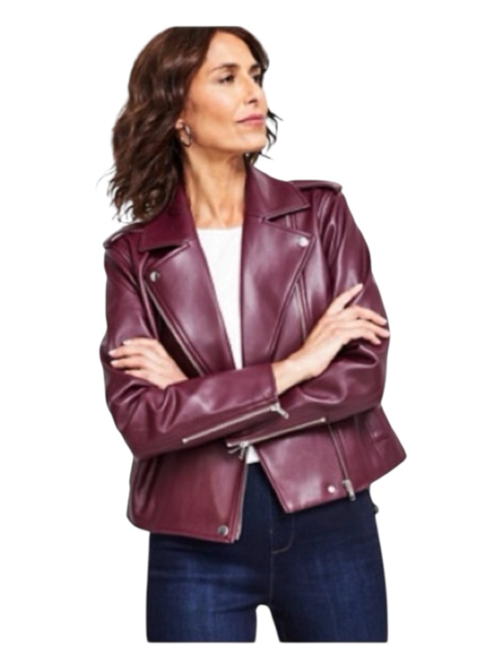 INC INTERNATIONAL CONCEPTS Burgundy/Wine Vegan Jacket, Size L.